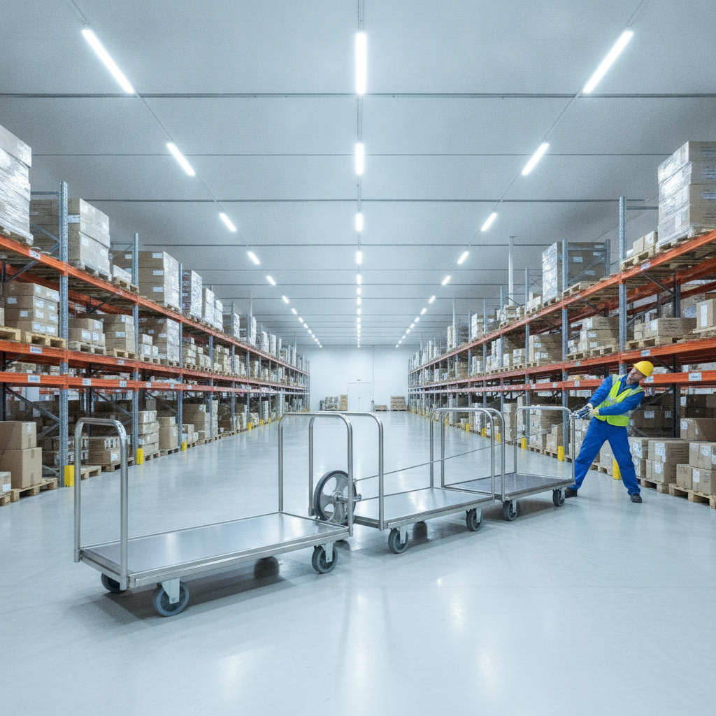 Carrinho plataforma com 5ª roda e cabo de tração: mais produtividade em CDs
